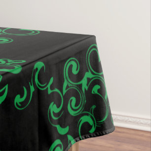 Green & Black Swirl Gothic Wedding Tablecloth