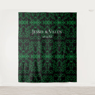 Green & Black Swirl Gothic Wedding Tapestry