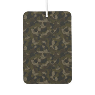 Green, black, taupe and brown camo abstract car air freshener