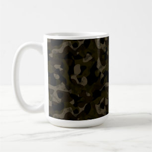 Green, black, taupe and brown camo abstract coffee mug