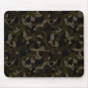 Green, black, taupe and brown camo abstract mouse pad