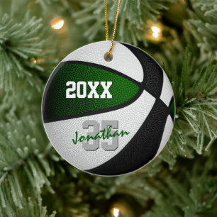 green black team colours commemorative basketball ceramic ornament