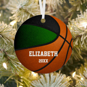 green black team colours girls boys basketball metal tree decoration
