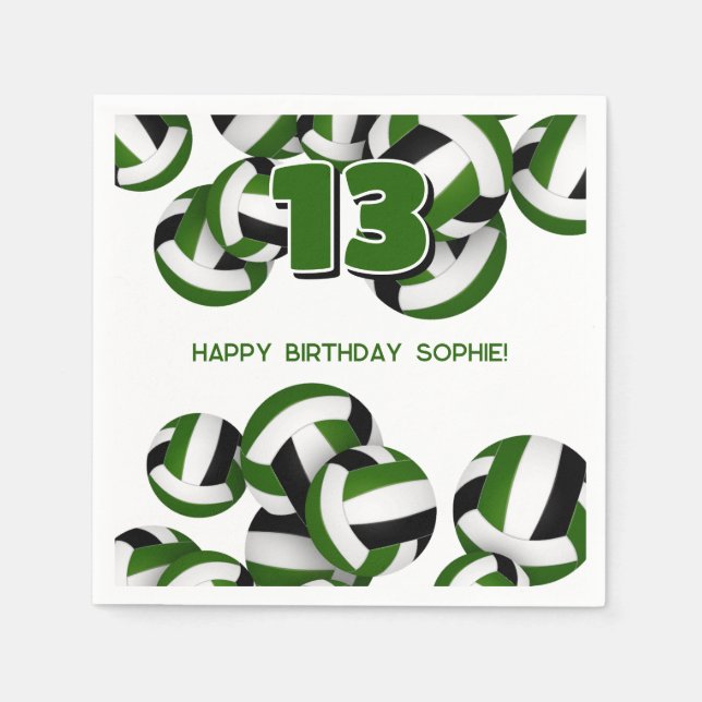 green black team colours volleyball kids sports napkin (Front)