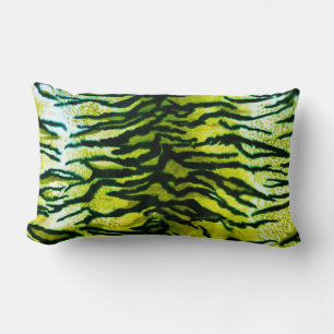 Green & Black Tiger Print Lumbar Throw Pillow