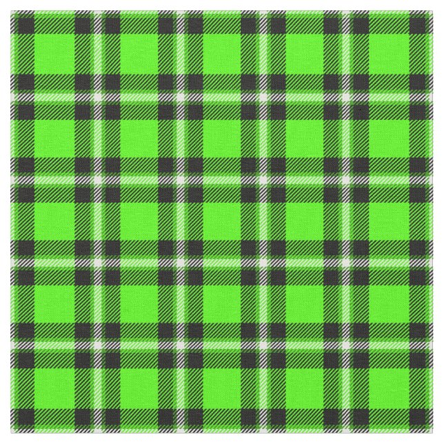 Green Black Traditional Tartan Pattern Plaid Style Fabric (Close Up)