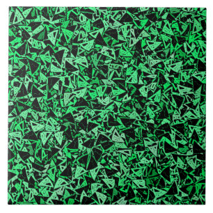 Green Black Triangle Pattern Ceramic Tile