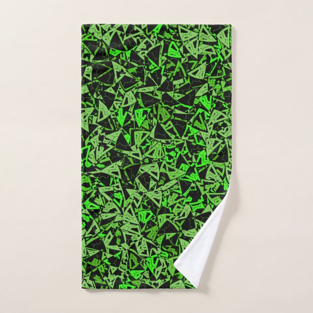 Green Black Triangle Pattern Hand Towel (Hand Towel)