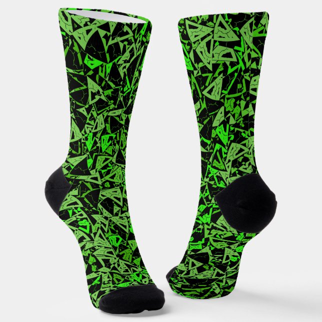 Green Black Triangle Pattern Socks (Angled)