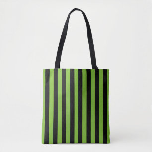 Green Black Vertical Stripe Halloween Tote Bag