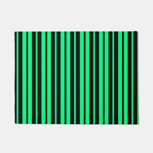 Green Black Vertical Stripes Pattern Design Doormat