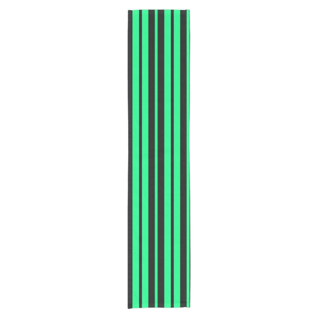 Green Black Vertical Stripes Pattern Design Short Table Runner (Front)