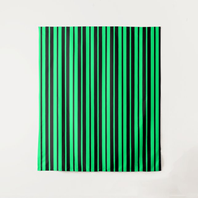 Green Black Vertical Stripes Pattern Design Tapestry (Front)