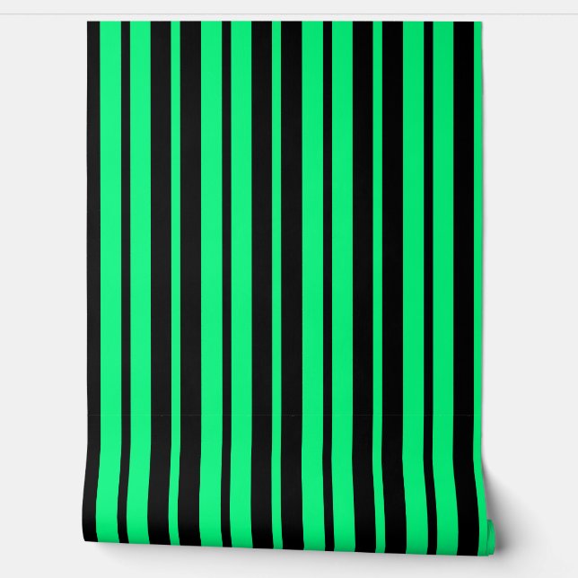 Green Black Vertical Stripes Pattern Wallpaper (Unrolling)