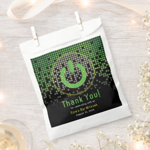 Green Black Video Game Gamer Bar Mitzvah Favour Bag