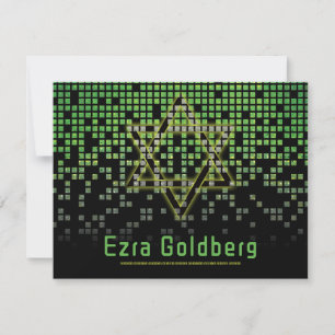 Green Black Video Game Gamer Bar Mitzvah Thank You Card