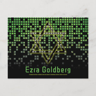 Green Black Video Game Gamer Bar Mitzvah Thank You Postcard