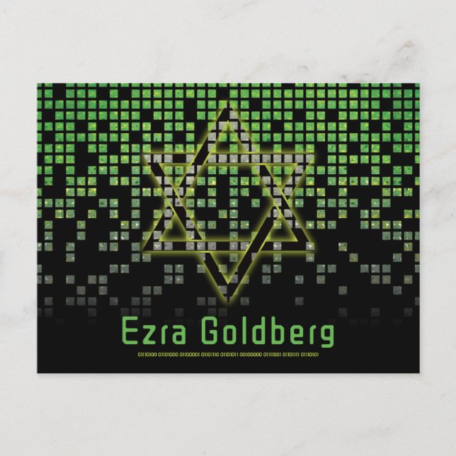 Green Black Video Game Gamer Bar Mitzvah Thank You Postcard (Front)