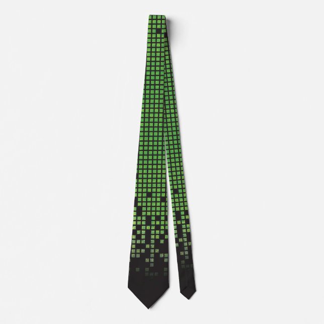 Green Black Video Game Gamer Bar Mitzvah Tie (Front)