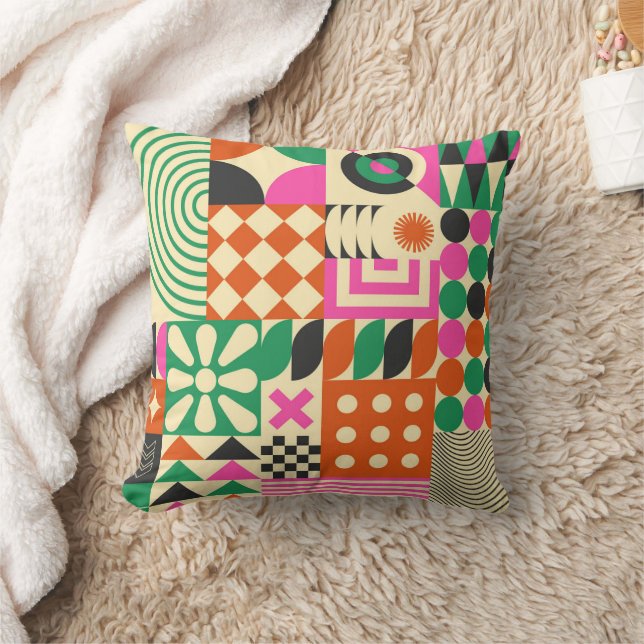 Green Black Vintage Abstract geometric pattern  Cushion (Blanket)
