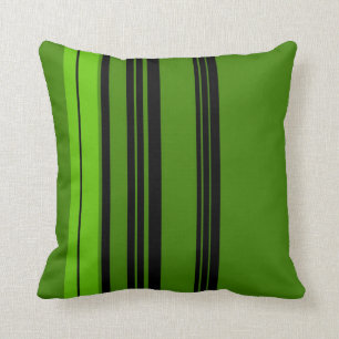 Green, Black Vintage Stripes Art Design Abstract Cushion