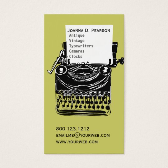 Green-Black Vintage Typewriter Writer Graduate Business Card