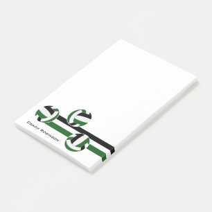 green black volleyballs stripes coach name post-it notes