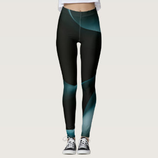 Green Black Wavy Pattern Women Workout leggings 