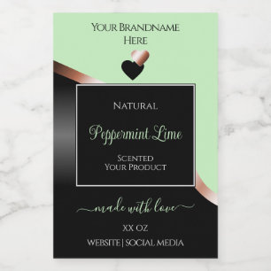 Green Black Wavy Rose Gold Hearts Product Labels