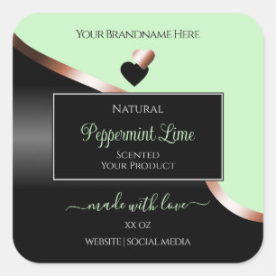 Green Black Wavy Rose Gold Hearts Product Labels