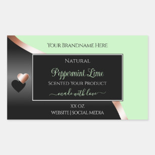 Green Black Wavy Rose Gold Hearts Product Labels