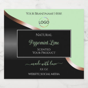 Green Black Wavy Rose Gold with Logo Product Label