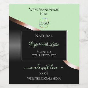 Green Black Wavy Rose Gold with Logo Product Label