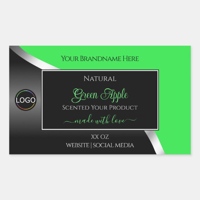 Green Black Wavy Silver with Logo Product Labels (Front)