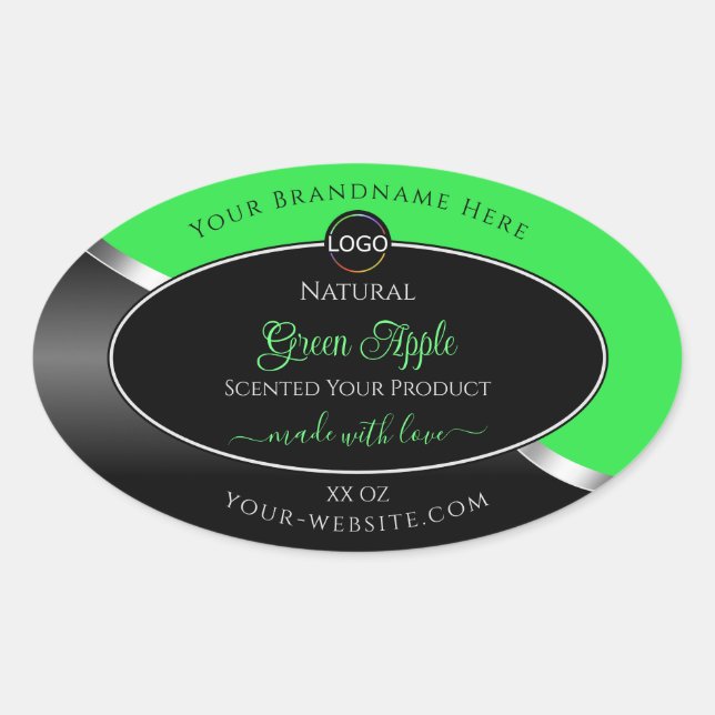 Green Black Wavy Silver with Logo Product Labels (Front)