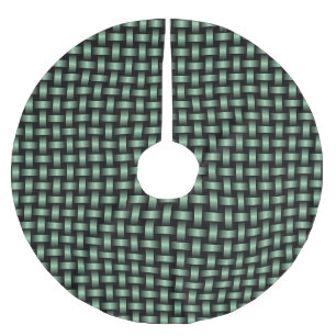 Green Black Weave Pattern Brushed Polyester Tree Skirt