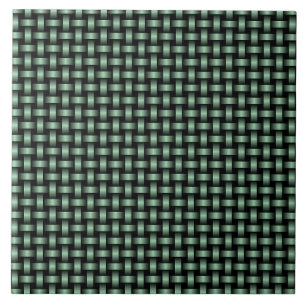 Green Black Weave Pattern Ceramic Tile