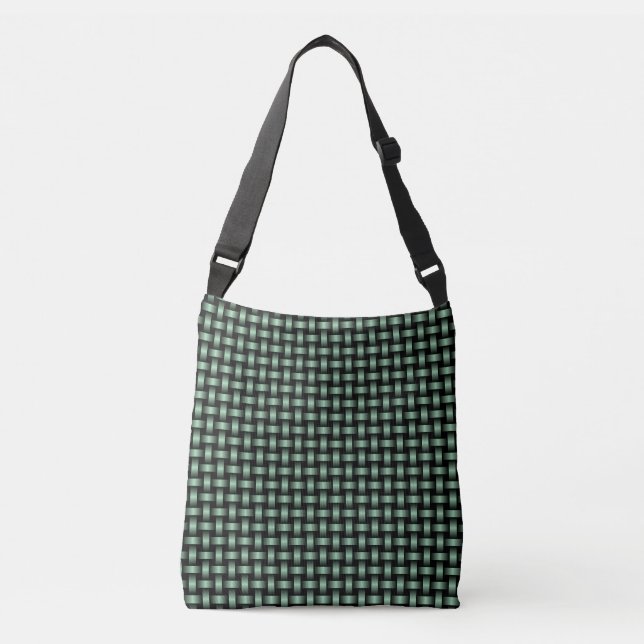 Green Black Weave Pattern Crossbody Bag (Front)
