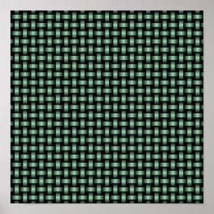 Green Black Weave Pattern Poster