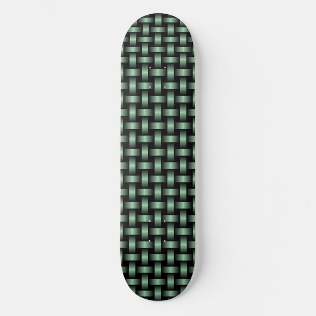 Green Black Weave Pattern Skateboard (Front)