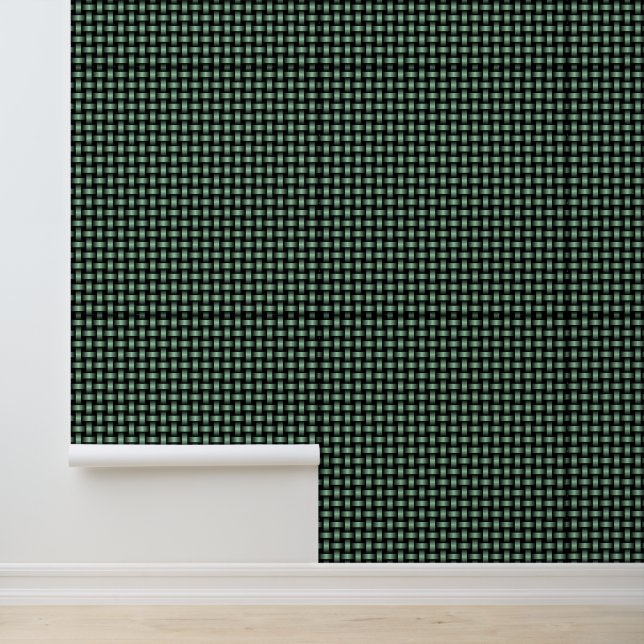 Green Black Weave Pattern Wallpaper (Application)