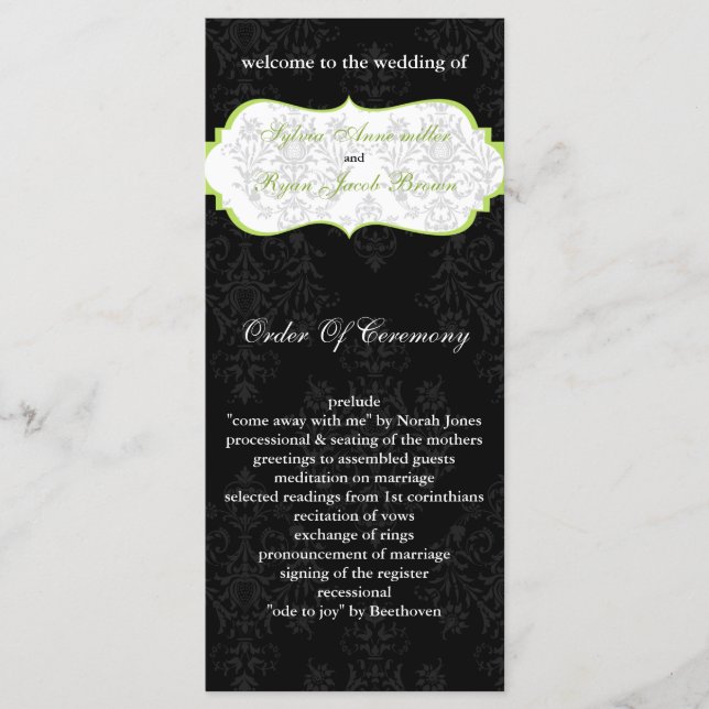 green black Wedding program (Front)