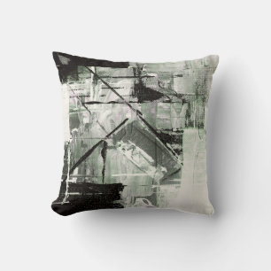 Green/Black/White Abstract Decor Pillow