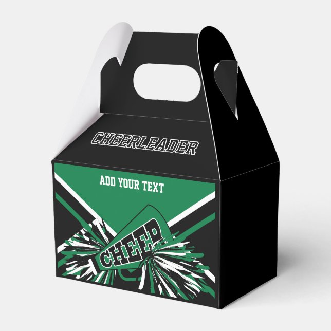 Green, Black, White Cheerleader  Favour Box (Front Side)