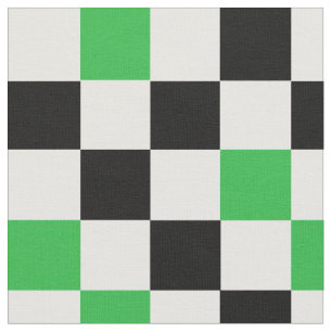 Green Black White Chequered Pattern Design  Fabric