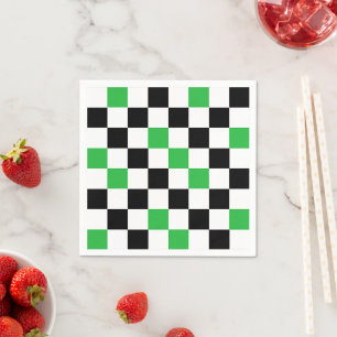 Green Black White Chequered Pattern Design  Napkin