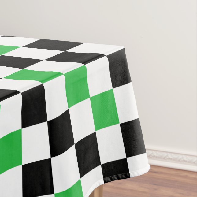 Green Black White Chequered Pattern Design  Tablecloth (In Situ)