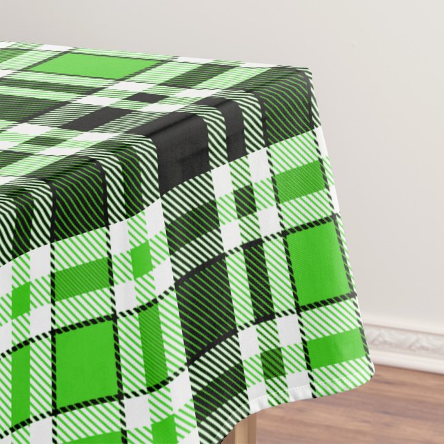 Green Black White Flannel Tartan Pattern Design  Tablecloth (Creator Uploaded)