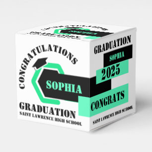 Green Black White Graduation 2025 Custom Party  Favour Box