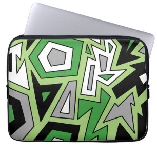 Green Black White Grey Aro Geometric Abstract  Laptop Sleeve